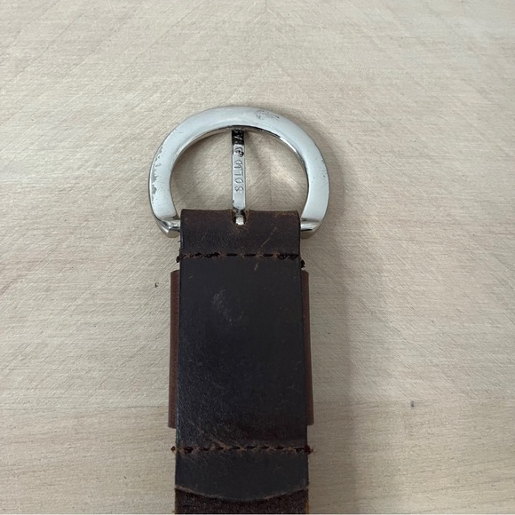 Brazilian Leather Dark Brown Belt Silver Tone Circular Buckle Casual Men's 38 - Picture 5 of 7